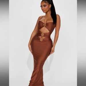 “Say Nothing” Sleeveless Maxi Dress- Brown
